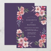 Invitation Mariage Fleur Sauvage Abricot Prune (Devant / Derrière)