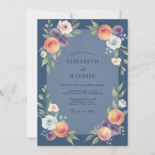 Invitation Mariage Fleur Sauvage Acier Prune