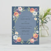 Invitation Mariage Fleur Sauvage Acier Prune (Debout devant)