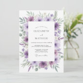 Invitation Mariage Fleur Sauvage Améthyste (Debout devant)