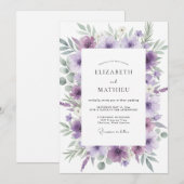 Invitation Mariage Fleur Sauvage Améthyste (Devant / Derrière)