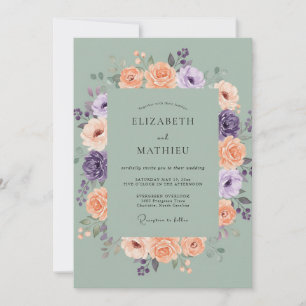 Invitation Mariage Fleur Sauvage Améthyste Abricot