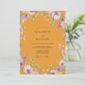 Invitation Mariage Fleur Sauvage Améthyste Moutarde (Debout devant)