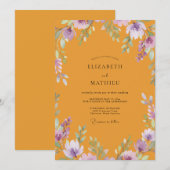 Invitation Mariage Fleur Sauvage Améthyste Moutarde (Devant / Derrière)