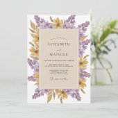 Invitation Mariage Fleur Sauvage Améthyste Or (Debout devant)