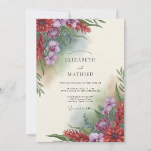 Invitation Mariage Fleur Sauvage Améthyste Rouille