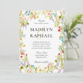 Invitation Mariage Fleur sauvage aquarelle (Debout devant)