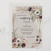 Invitation Mariage Fleur sauvage aquarelle (Devant / Derrière)