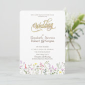 Invitation Mariage Fleur sauvage aquarelle (Debout devant)