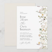 Invitation Mariage Fleur sauvage aquarelle (Devant / Derrière)