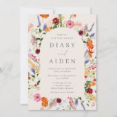 Invitation Mariage Fleur sauvage aquarelle (Devant)