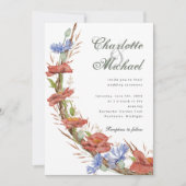 Invitation Mariage fleur sauvage aquarelle (Devant)