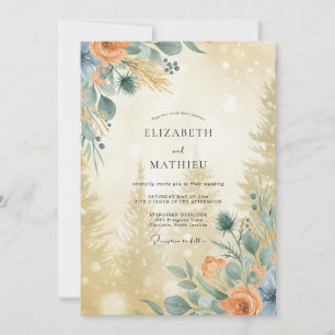 Invitation Mariage Fleur Sauvage Ardoise en Terre Cuite