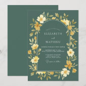 Invitation Mariage Fleur Sauvage Ardoise Ocre (Devant / Derrière)