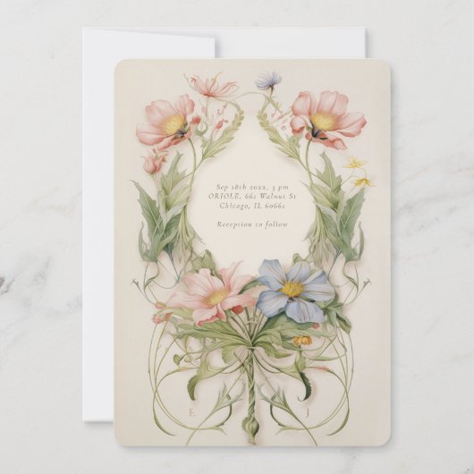 Invitation Mariage Fleur sauvage Art Nouveau (Dos)