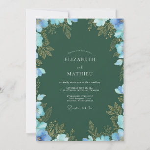 Invitation Mariage Fleur Sauvage Azurée en Forêt