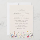 Invitation Mariage Fleur sauvage beige coloré (Devant)