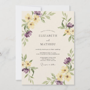 Invitation Mariage Fleur Sauvage Beurre Lavande