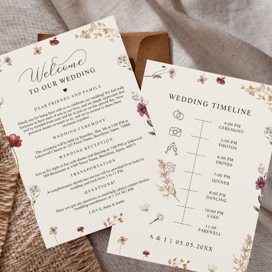 Invitation Mariage fleur sauvage Bienvenue Timeline Icons Car