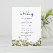 Invitation Mariage fleur sauvage blanc-blanc botanique (Debout devant)