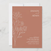 Invitation Mariage Fleur sauvage blanc en terre cuite minimal (Devant)