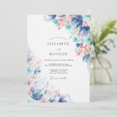 Invitation Mariage Fleur Sauvage Bleu Azur (Debout devant)
