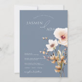 Invitation Mariage Fleur sauvage bleu clair simple (Devant)