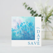 Invitation Mariage Fleur sauvage Bleu Enregistrer La Date (Debout devant)