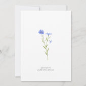 Invitation Mariage fleur sauvage bleu, police gracieuse, flor (Dos)