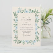Invitation Mariage Fleur Sauvage Bleuet Mist (Debout devant)