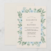 Invitation Mariage Fleur Sauvage Bleuet Mist (Devant / Derrière)