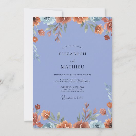 Invitation Mariage Fleur Sauvage Bleuet Ocbre (Devant)
