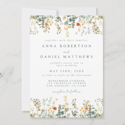 Invitation Mariage Fleur sauvage Boho (Devant)