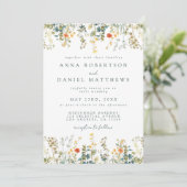 Invitation Mariage Fleur sauvage Boho (Debout devant)