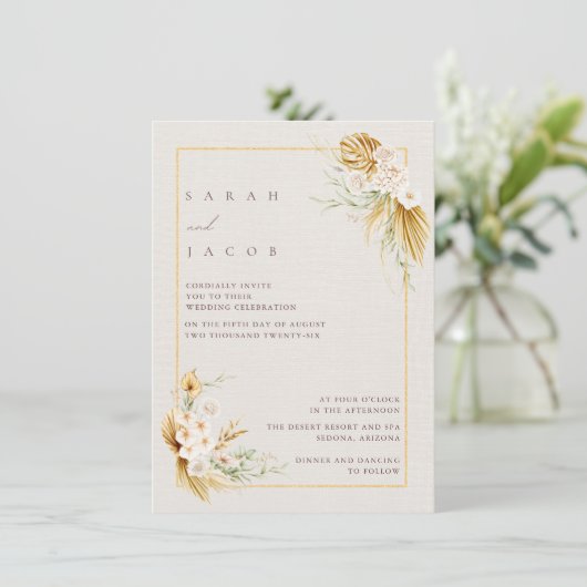 Invitation Mariage Fleur sauvage Boho (Debout devant)