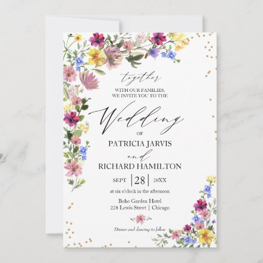 Invitation Mariage Fleur sauvage Boho (Devant)