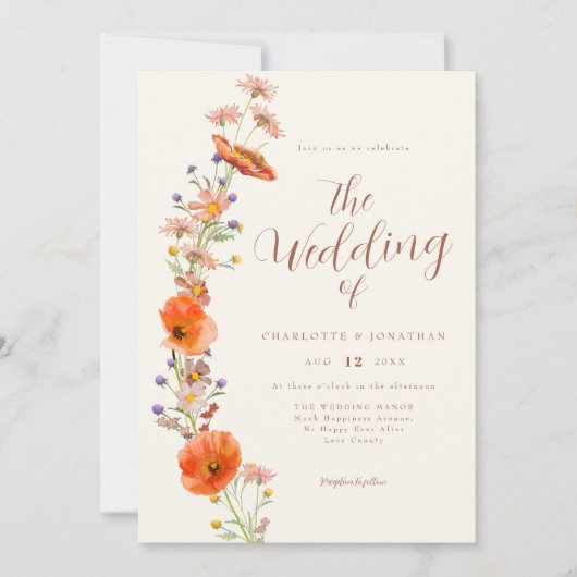 Invitation Mariage Fleur sauvage Boho (Devant)