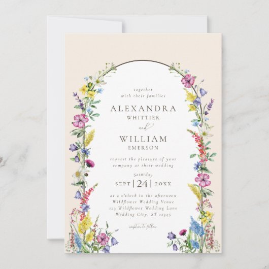 Invitation Mariage Fleur sauvage Boho Arch (Devant)