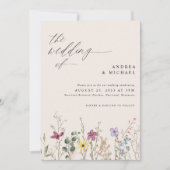 Invitation Mariage fleur sauvage Boho Elegant Cream (Devant)