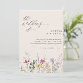 Invitation Mariage fleur sauvage Boho Elegant Cream (Debout devant)