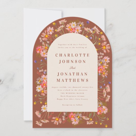 Invitation Mariage Fleur sauvage Boho Fall (Devant)