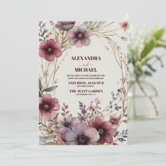 Invitation Mariage Fleur sauvage Boho Fall (Debout devant)