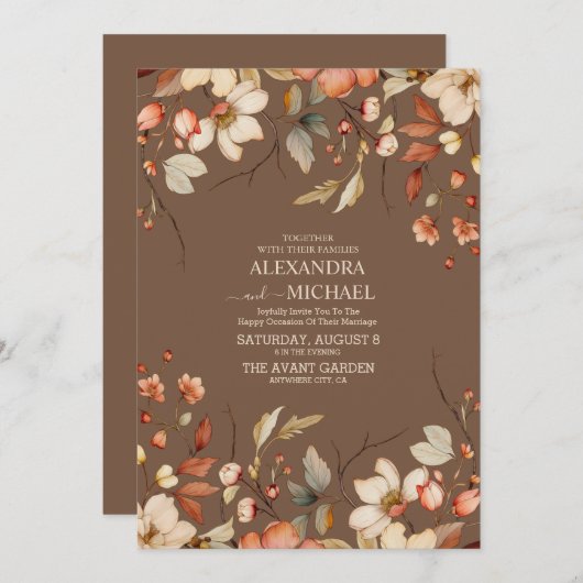 Invitation Mariage Fleur sauvage Boho Fall (Devant / Derrière)
