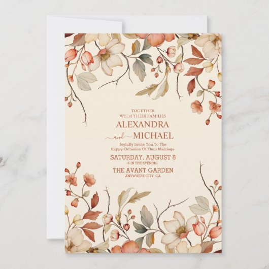 Invitation Mariage Fleur sauvage Boho Fall (Devant)