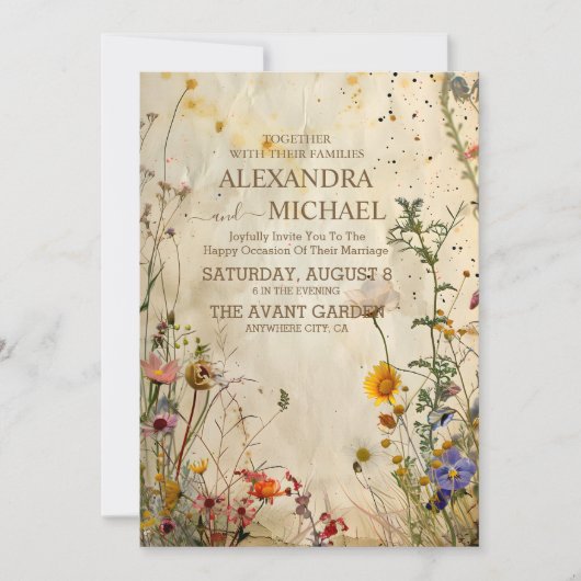 Invitation Mariage Fleur sauvage Boho Fall (Devant)