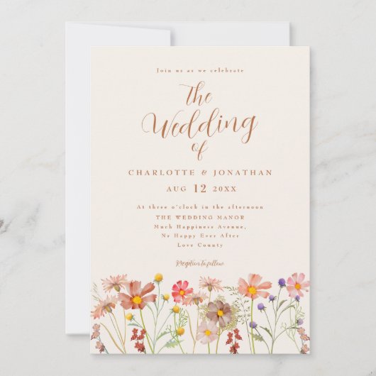 Invitation Mariage Fleur sauvage Boho Fall (Devant)
