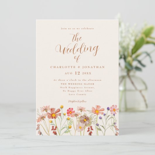 Invitation Mariage Fleur sauvage Boho Fall (Debout devant)