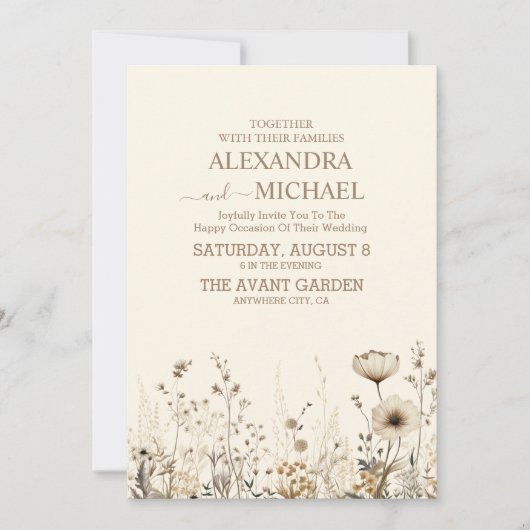 Invitation Mariage Fleur sauvage Boho Fall (Devant)