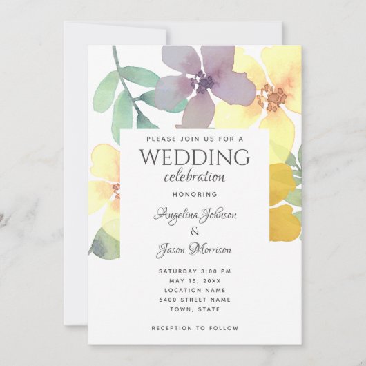 Invitation Mariage Fleur sauvage Boho moderne (Devant)