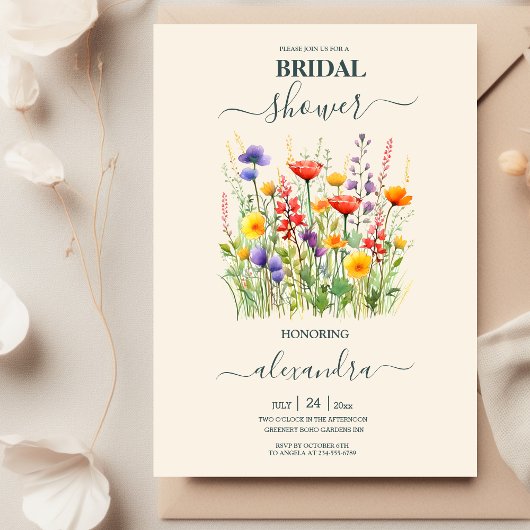 Invitation Mariage fleur sauvage Boho Pays Fête des mariées